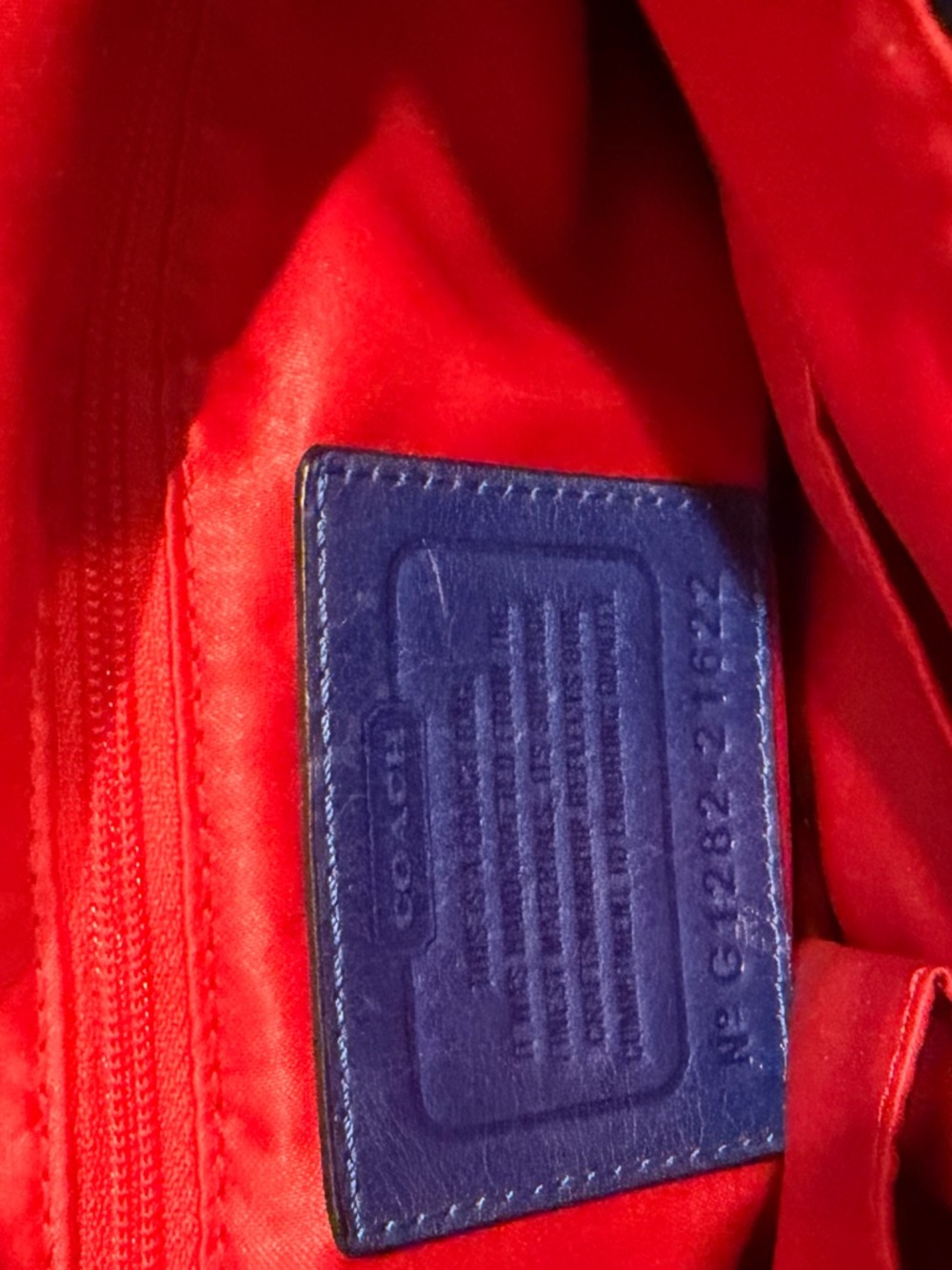 Coach Navy and Red Plaid Signature Shoulder Bag - Picture 3 of 5